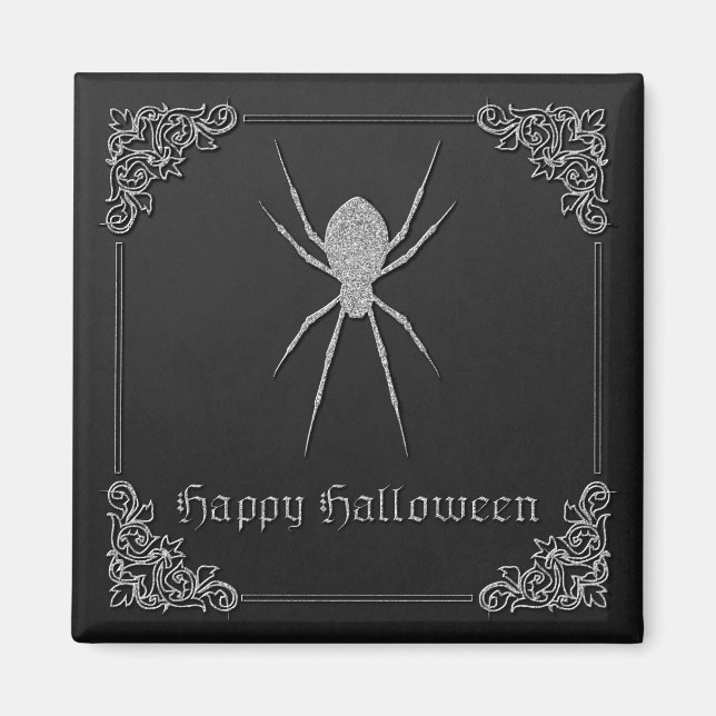 Silver Spider Halloween Magnet (Framsidan)