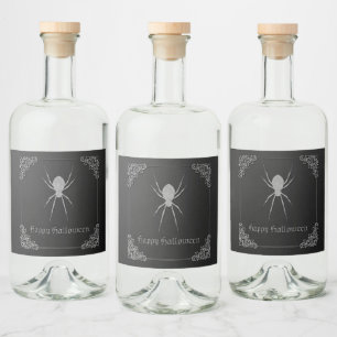 Silver Spider Halloween Spritflaskor Etikett