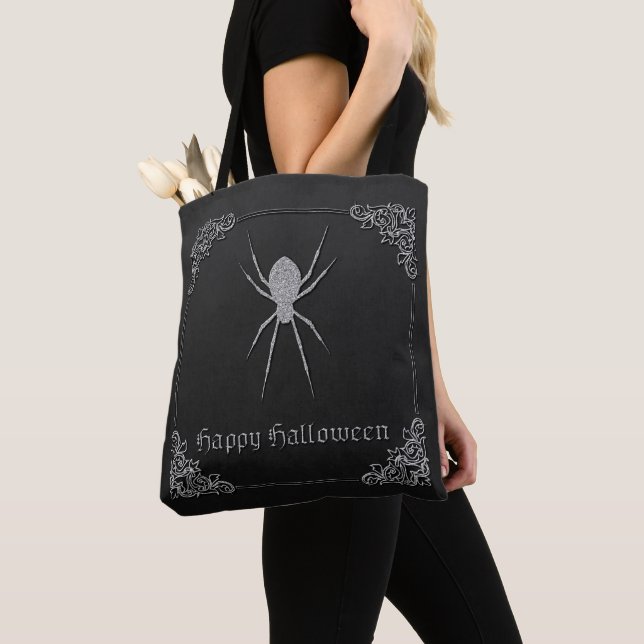 Silver Spider Halloween Tygkasse (Närbild)
