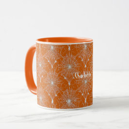 Silver Spindelnät Snöre om Orange Mugg