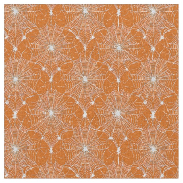 Silver Spindelnät Snöre om Orange Tyg (Närbild)