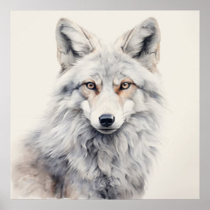 Silver Spirit Animal Fox Poster