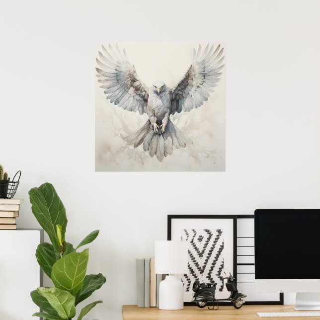 Silver Spirit Animal Hawk Poster (Hemmakontoret)