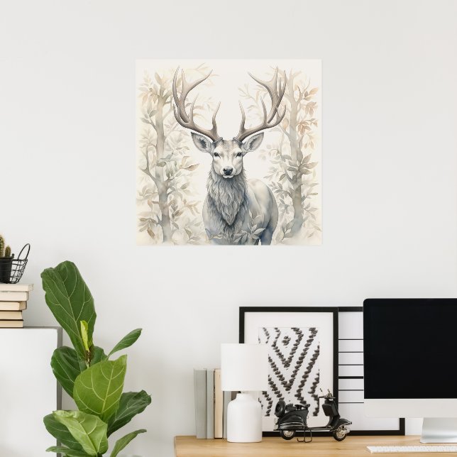 Silver Spirit Animal Stag Poster (Hemmakontoret)