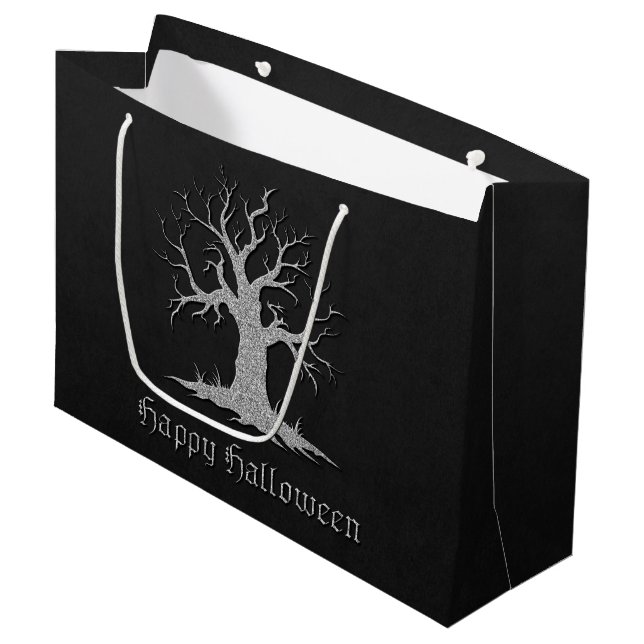 Silver Spooky Träd Halloween (Framsidan Vinklad)