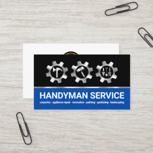 Silver Sprocket Handyman Verktyg ikonen Visitkort