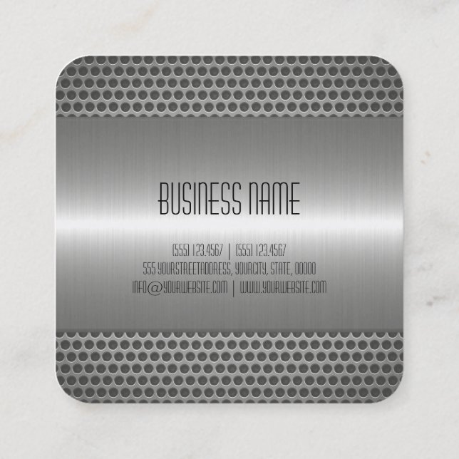 Silver Stainless Steel Metall Fyrkantigt Visitkort (Baksida)