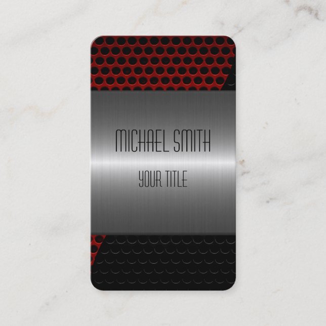 Silver Stainless Steel Metall Hål 3 Visitkort (Framsida)