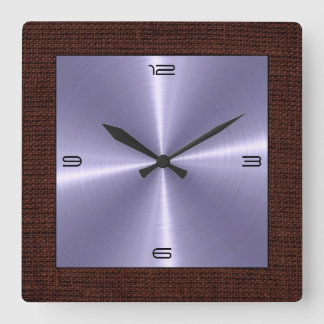 Silver Stainless Steel Modern Burlap Gräns Fyrkantig Klocka