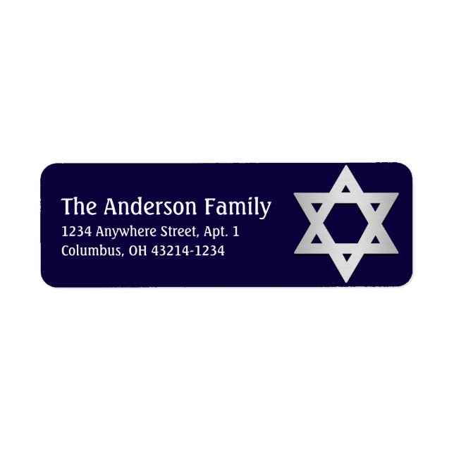 Silver Star av David Hanukkah Adressetiketter d2 Returadress Etikett (Framsidan)