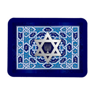 Silver Star av David Menorah Jewish Helgdagars Gif Magnet