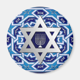 Silver Star av David och Menorah Hamukkah Magnet