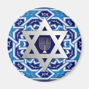 Silver Star av David och Menorah Hamukkah Magnet