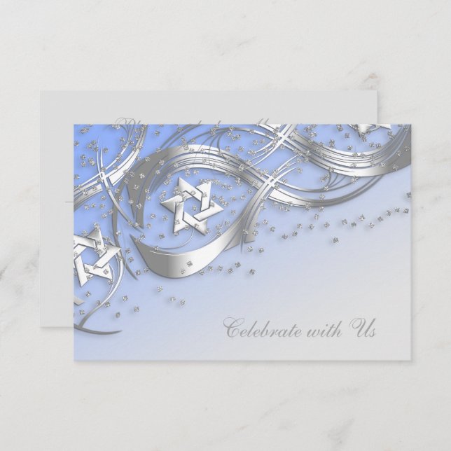 Silver Star Confetti Flourish OSA kort Blue (Fram/baksida)