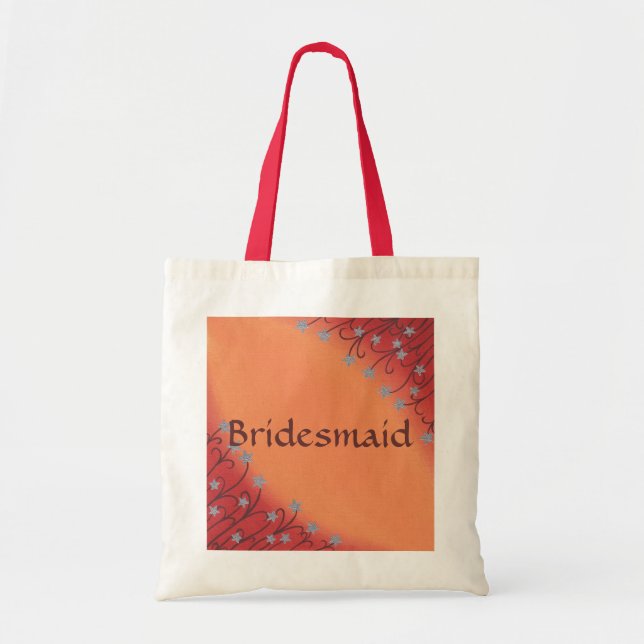 Silver Star Flowers på Red Orange Blends Tote Bag Tygkasse (Framsidan)