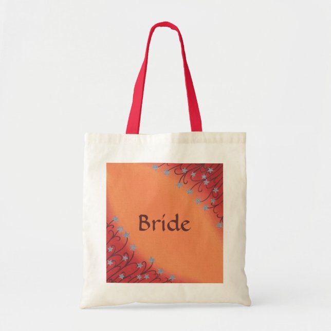 Silver Star Flowers på Red Orange Tote bags Tygkasse (Framsidan)