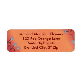 Silver Star Flowers Red Orange Adressetiketters Returadress Etikett