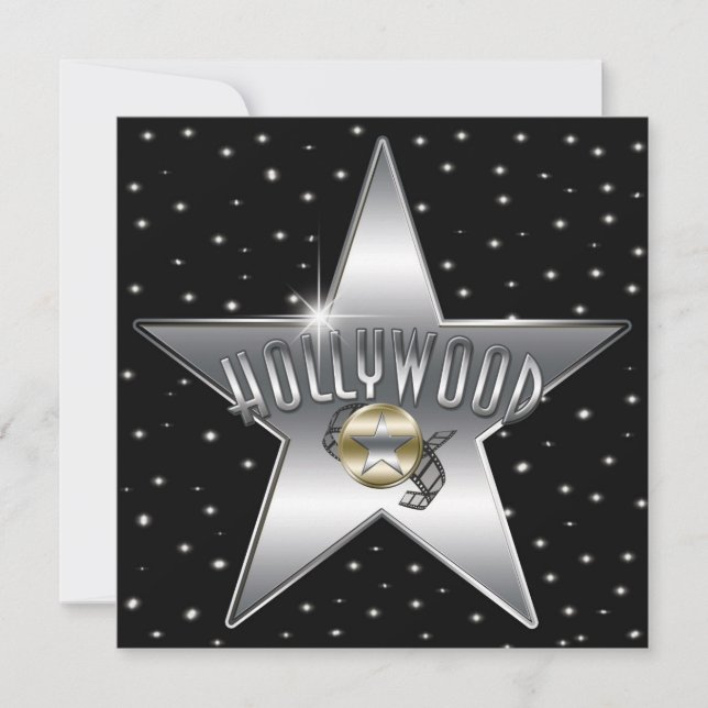 Silver Star gammal retro Hollywood glimmer inbjuda Inbjudningar (Framsida)