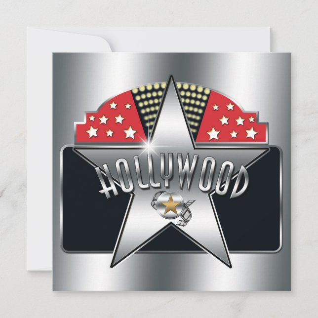 Silver Star Hollywood-typografi Retro inbjudan (Framsida)