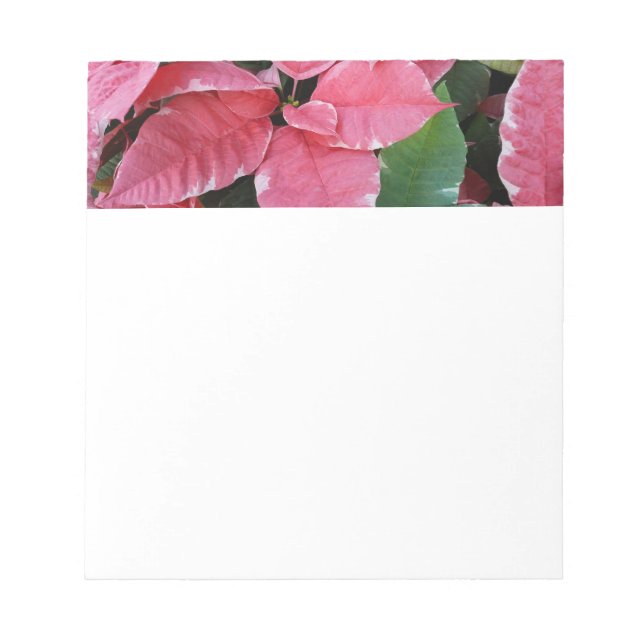 Silver Star Marble Poinsettias Rosa Helgdag Blommi Anteckningsblock (Framsida)