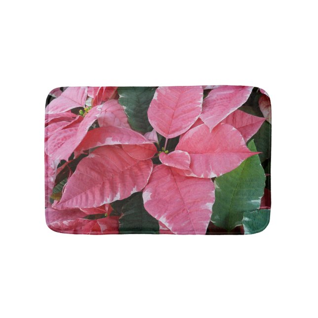Silver Star Marble Poinsettias Rosa Helgdag Blommi Badrumsmatta (Framsidan)