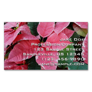Silver Star Marble Poinsettias Rosa Helgdag Blommi Magnetiska Visitkort
