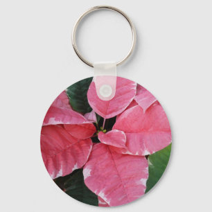 Silver Star Marble Poinsettias Rosa Helgdag Blommi Nyckelring