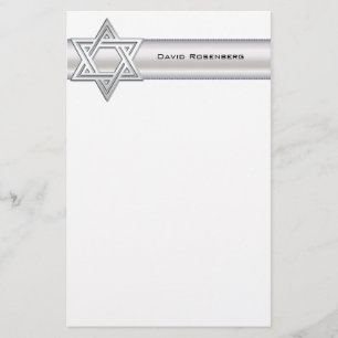 Silver Star of David Anpassningsbar Personal Stati Brevpapper