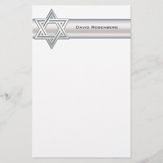 Silver Star of David Anpassningsbar Personal Stati Brevpapper (Framsida)