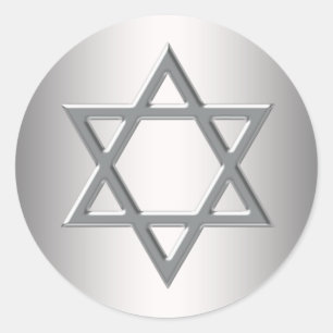 Silver Star of David-klistermärken Runt Klistermärke