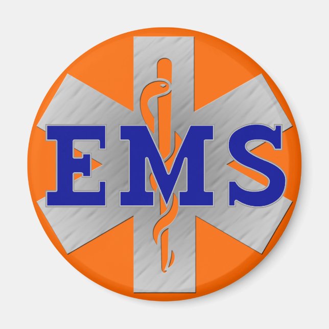 Silver Star of Life with Blue EMS Magnet (Framsidan)