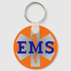 Silver Star of Life with Blue EMS Nyckelring