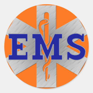 Silver Star of Life with Blue EMS Runt Klistermärke