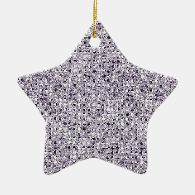 Silver Star Sequin Glitter Effect Ceramic Ornamic Julgransprydnad Keramik (Framsidan)