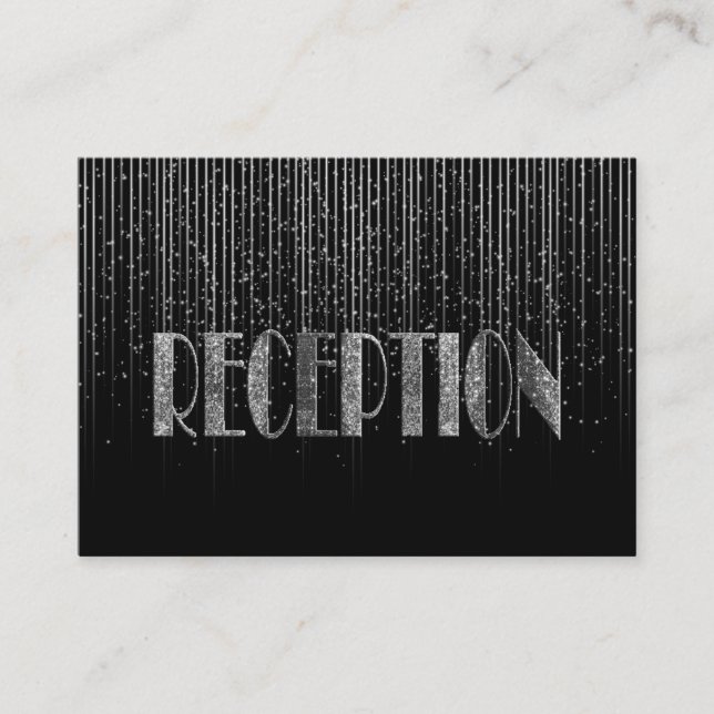 Silver Star Shower och Black Bröllop Design Tilläggskort (Framsida)