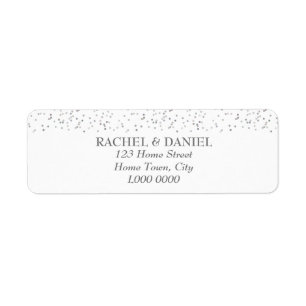 Silver Stardust Konfetti Adressetikett Returadress Etikett