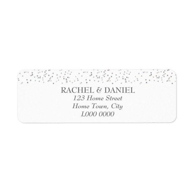 Silver Stardust Konfetti Adressetikett Returadress Etikett (Framsidan)