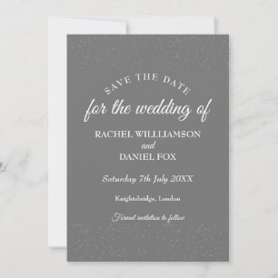 Silver Stardust Konfetti Save the Date-kort Spara Datumet