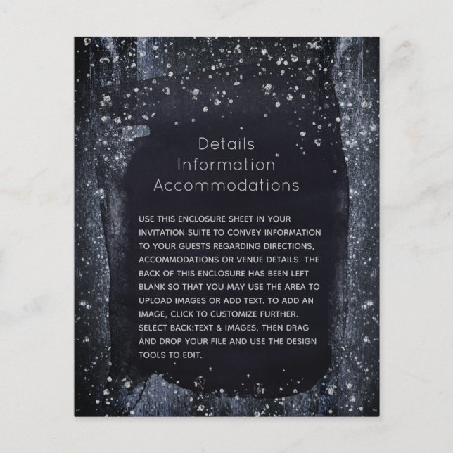 Silver Starry Night Bröllopsdetaljer Bilaga (Framsida)