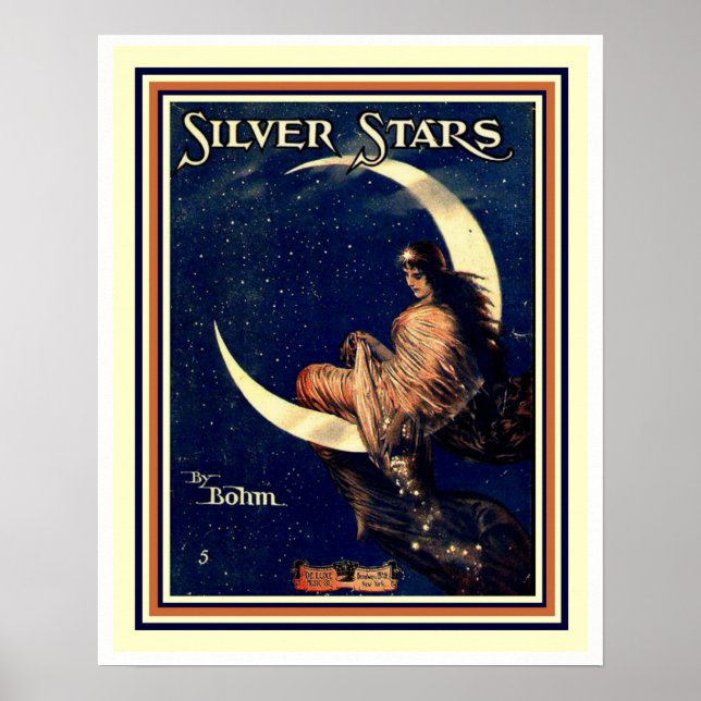 Silver Stars av Bohm Art nouveau Poster 16 x 20 (Framsidan)