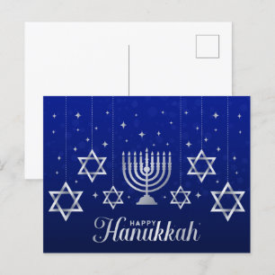 Silver Stars av David Menorah Lycklig Hanukkah Vykort