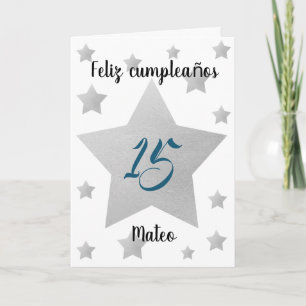 Silver Stars Boy Spain Birthday Kort
