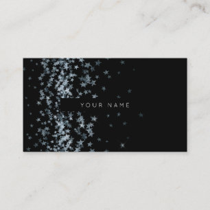 Silver Stars Confetti Black Vip Visitkort