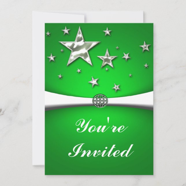 Silver Stars Green Party Inbjudan (Framsida)
