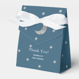 Silver Stars & Måne Navy Blue Baby Shower Box Presentaskar