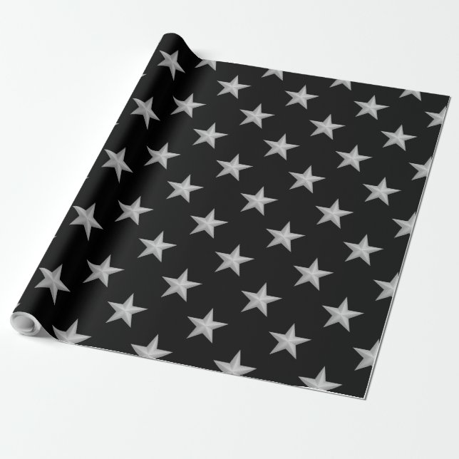 Silver Stars Mönster Presentpapper (Utrullad)