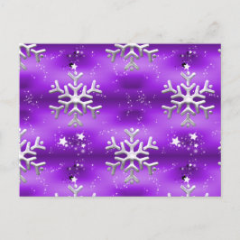 Silver Stars och Snöflingor på Lila jul Vykort