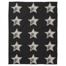 Silver Stars på Black Fleece Blanket