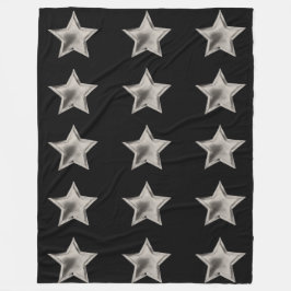 Silver Stars på Black Fleece Blanket