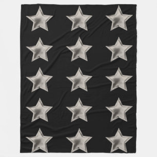 Silver Stars på Black Fleece Blanket